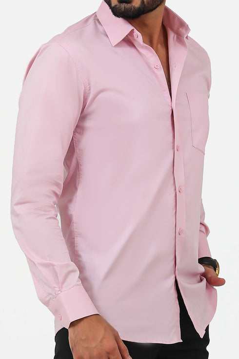 Veshbhoshaa Blurbird Men'S Pink Cotton Lycra Formal Shirt